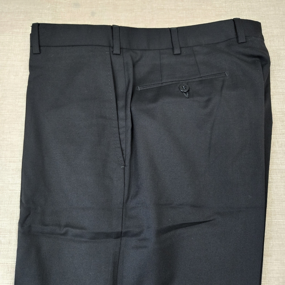NEW HUGO BOSS "Genius" Classic Black Flat Front Dress Pants 34 R Unhemmed